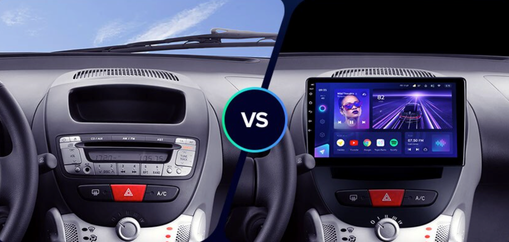 Autoradio Android 9" Pour Toyota Aygo/Peugeot 107/Citroën C1 (2005-2014) – CarPlay/Android Auto Sans Fil, GPS, DSP, Caméra De Recul